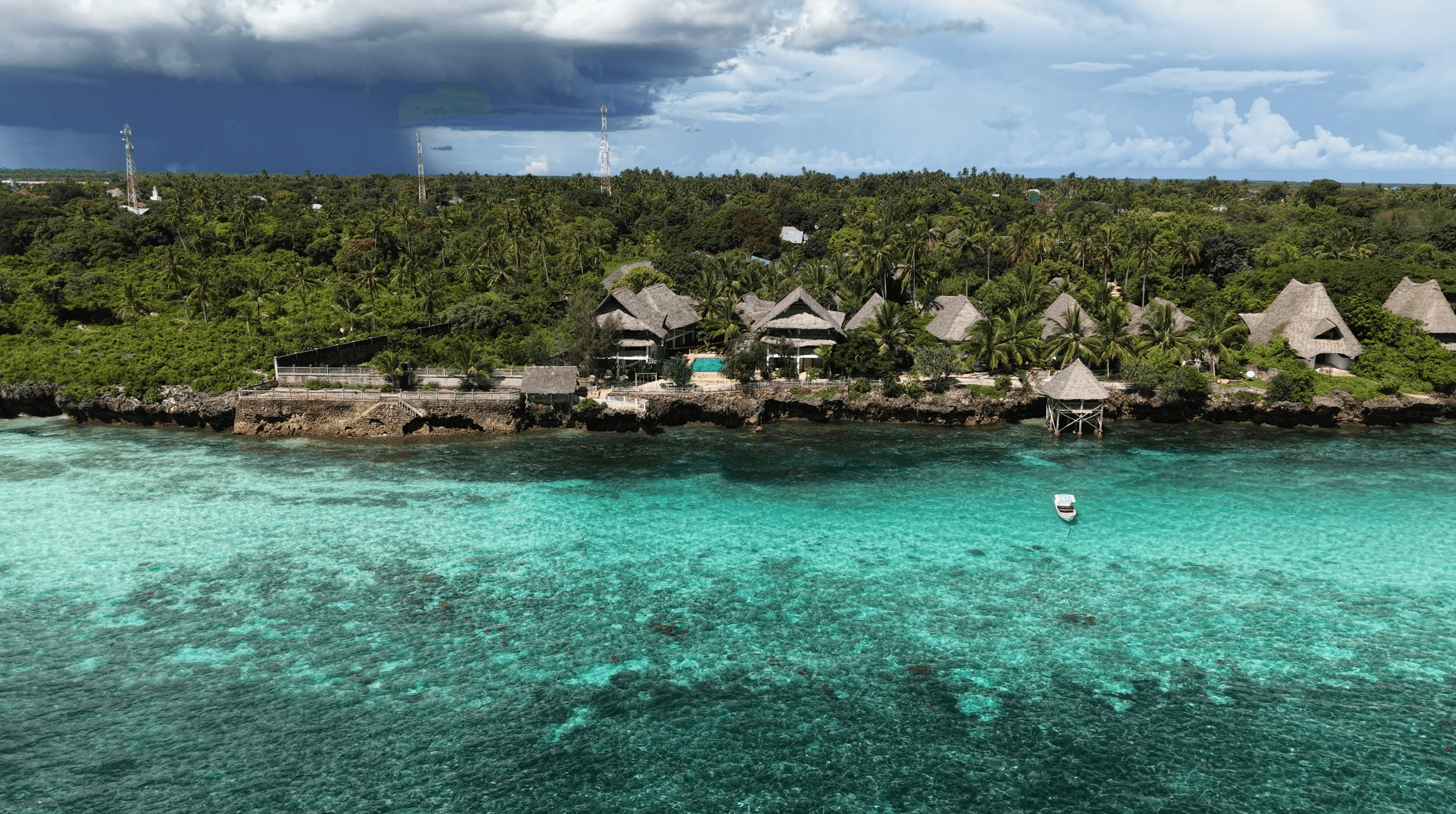Aerial view of the Living PEACE Village in Kizimkazi, Zanzibar